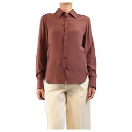 Saint Laurent Seidenbluse in Rostrot - size UK 8