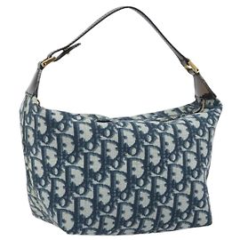 Christian Dior Trotter Canvas Hand Bag PVC Navy Gold
