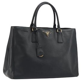 PRADA Galleria Hand Bag Saffiano leather Black Gold