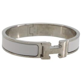 Hermès HERMES Brazalete Click H metal Blanco