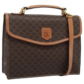 Céline CELINE Macadam Canvas Hand Bag PVC Leather 2way Brown Gold