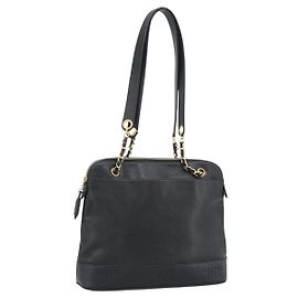 CHANEL Triple Coco Chain Tote Bag Caviar Leder Schwarz Gold CC