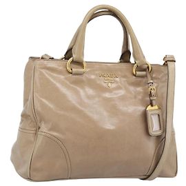 PRADA Handtasche Leder 2way Beige Gold