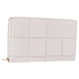 BOTTEGA VENETA MAXI INTRECCIATO Cartera Larga de Piel White Gold