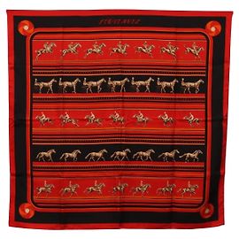 Hermès HERMES Carré 90 Foulard Soie Rouge