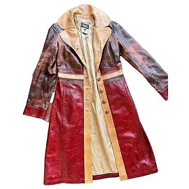 Cappotto lungo in pelle bicolore D&G