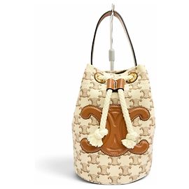 Céline Celine 19653 Teen Canvas Leather Triomphe Beuteltasche