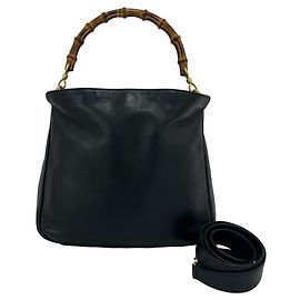 Borsa a mano/Borsa a tracolla 2-Way in pelle e bambù vintage GUCCI