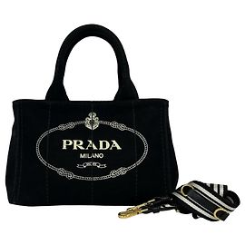 Borsa a tracolla 2 vie PRADA Canapa in tela con logo Triangle