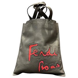 Fendi Flat Tote Bag Leder und Wildleder Grau