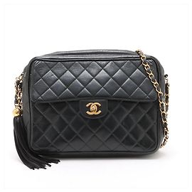 Sac à main Chanel Matelassé en cuir d'agneau avec franges et chaîne