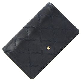Chanel Kartenetui aus schwarzem Leder