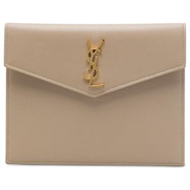 Saint Laurent Beige Baby Grain De Poudre Uptown Pouch
