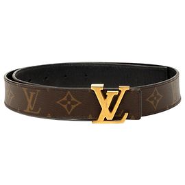 Cintura reversibile Louis Vuitton Brown Monogram Initiales
