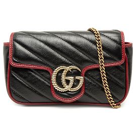 Gucci Black Super Mini GG Marmont Matelasse Leather Torchon Flap Crossbody