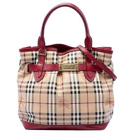 Borsa Satchel Burberry Beige Haymarket Check Coated Canvas Golderton