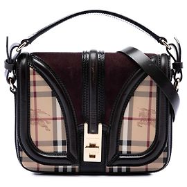 Sac Satchel Brickfield en toile enduite beige Haymarket Check Burberry