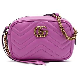 Gucci Mini GG Marmont Matelassé in pelle di vitello rosa, borsa a tracolla