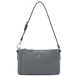 Prada Gray Saffiano Lux Pochette