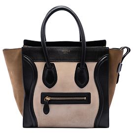Céline Celine Borsa Luggage Micro in pelle di vitello tricolore e camoscio bianco