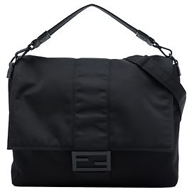 Borsa Messenger Baguette Fendi in nylon nero
