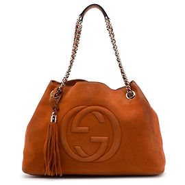 Borsa Tote Soho in pelle nubuck arancione taglia Medium Gucci