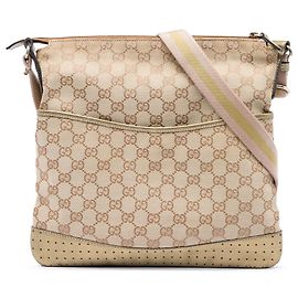 Borsa a tracolla Gucci in tela GG beige con Web