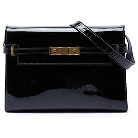 Borsa a tracolla Manhattan Medium in vernice nera Saint Laurent