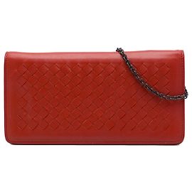 Bottega Veneta Orange Nappa Intrecciato Continental Wallet on Chain