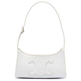 Céline Borsa a tracolla Celine Cuir Triomphe in pelle di vitello liscia bianca