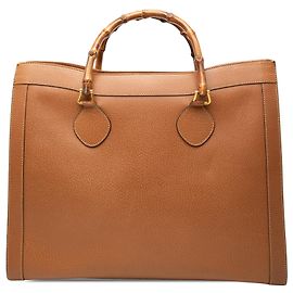 Tote Gucci in pelle di vitello marrone con bambù