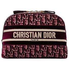 Beauty case Dior in velluto rosso ricamato Oblique