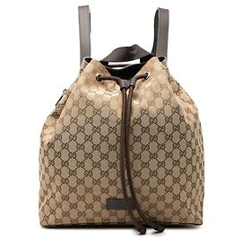 Gucci Beige GG Canvas Drawstring Backpack