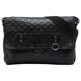 Borsa a tracolla Gucci Black Guccissima Web