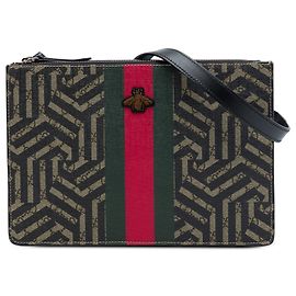 Gucci Beige GG Supreme Caleido Web Bee Crossbody