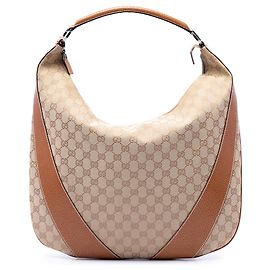 Borsa Hobo Gucci in canvas GG beige