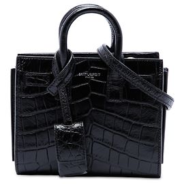 Bolso Saint Laurent Toy Sac De Jour de piel grabada efecto cocodrilo negro