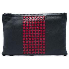 Pochette Bicolor en Nappa avec Bordure Intrecciato Noire Bottega Veneta