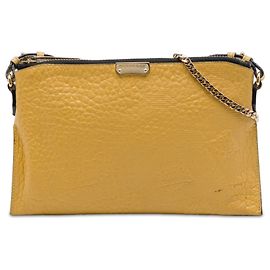 Borsa Crossbody Peyton in pelle goffrata Yellow Grain Check Burberry