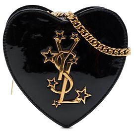 Borsa a catena Saint Laurent Black Mini Patent Monogram Love Heart