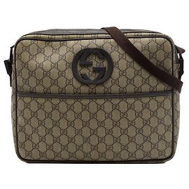 Borsa a tracolla Gucci Beige GG Supreme Interlocking G