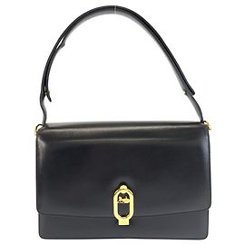 Céline Bolso de mano Celine Vintage Carriage Hardware en cuero negro