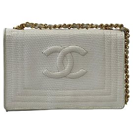 Borsa a tracolla Chanel in pelle bianca