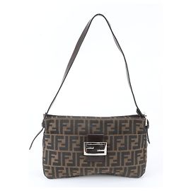 Fendi Zucca Mamma Leder-Schultertasche Bucket Bag