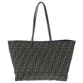 Fendi Zucca Canvas Leather Tote Bag
