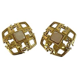 Orecchini Chanel Vintage Coco Mark placcati in oro e perle finte