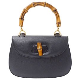 Bolso Gucci de cuero negro y bambú