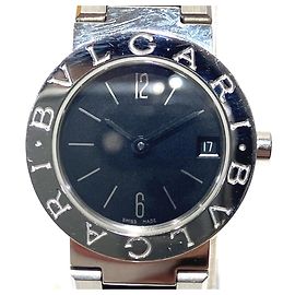 Bulgari Bvlgari Armbanduhr aus Edelstahl, schwarzes Zifferblatt, Quarz