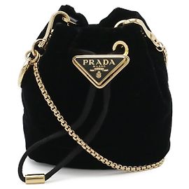 Prada Samt- Pochette mit Dreieckslogo