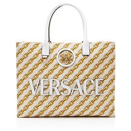 Versace Chain Link Canvas La Medusa Large Tote